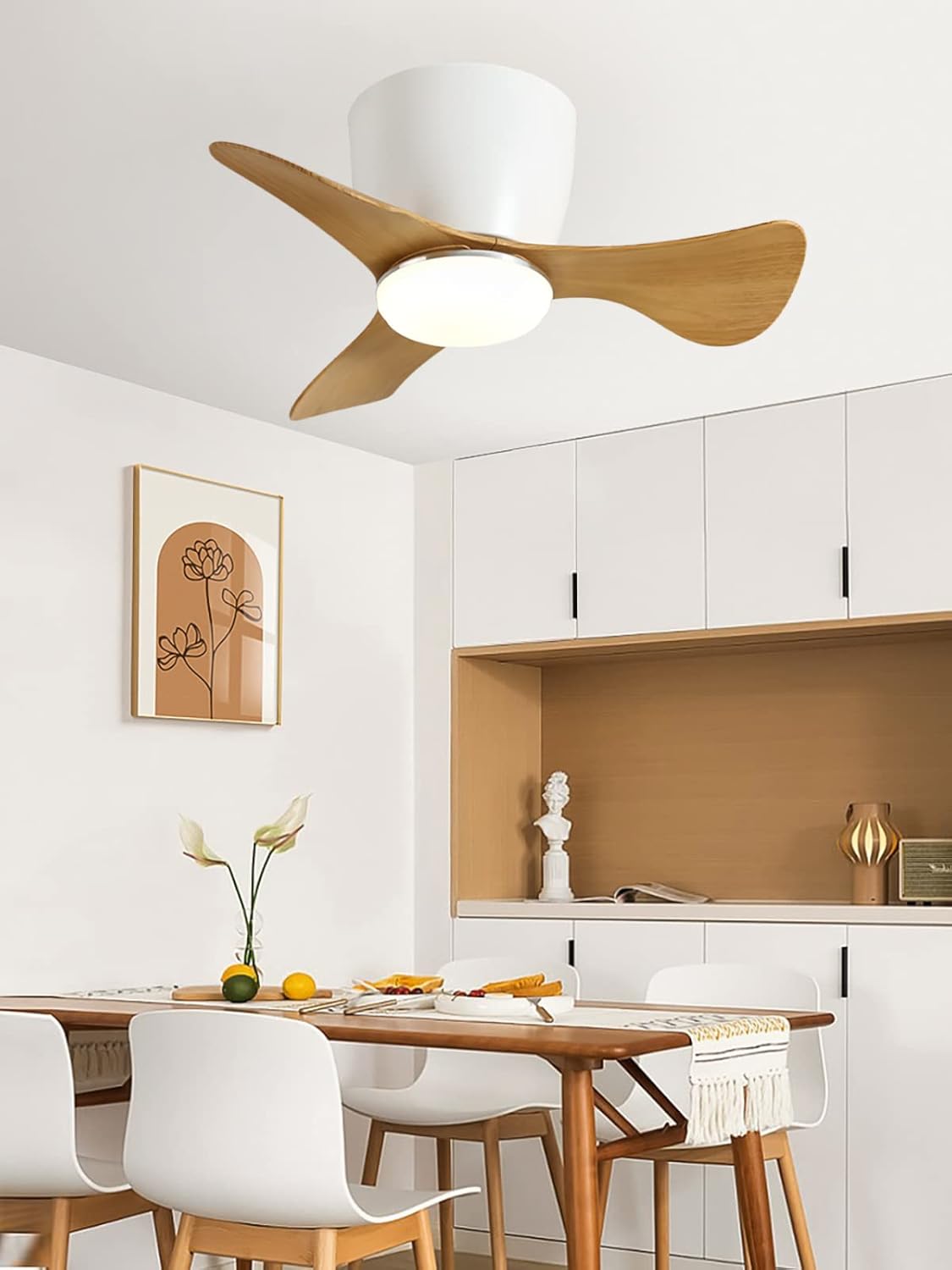 FairUo Ceiling Fans with Lamps,Wooden Ceiling Fan Blades