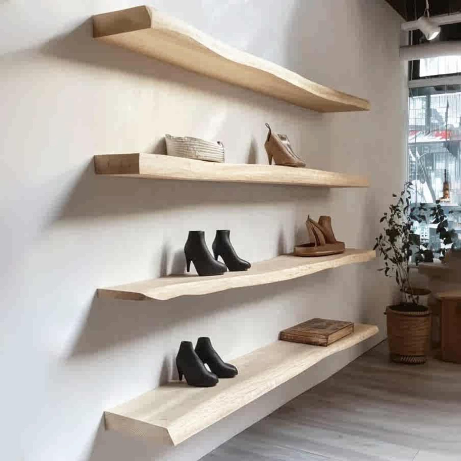 40/60/80/120/140cm Scaffale da Parete in Legno Massiccio, Mensole Galleggianti Irregolari Naturali con Staffe Invisibili, Mensole per La Decorazione del Soggiorno(Size:60cm)