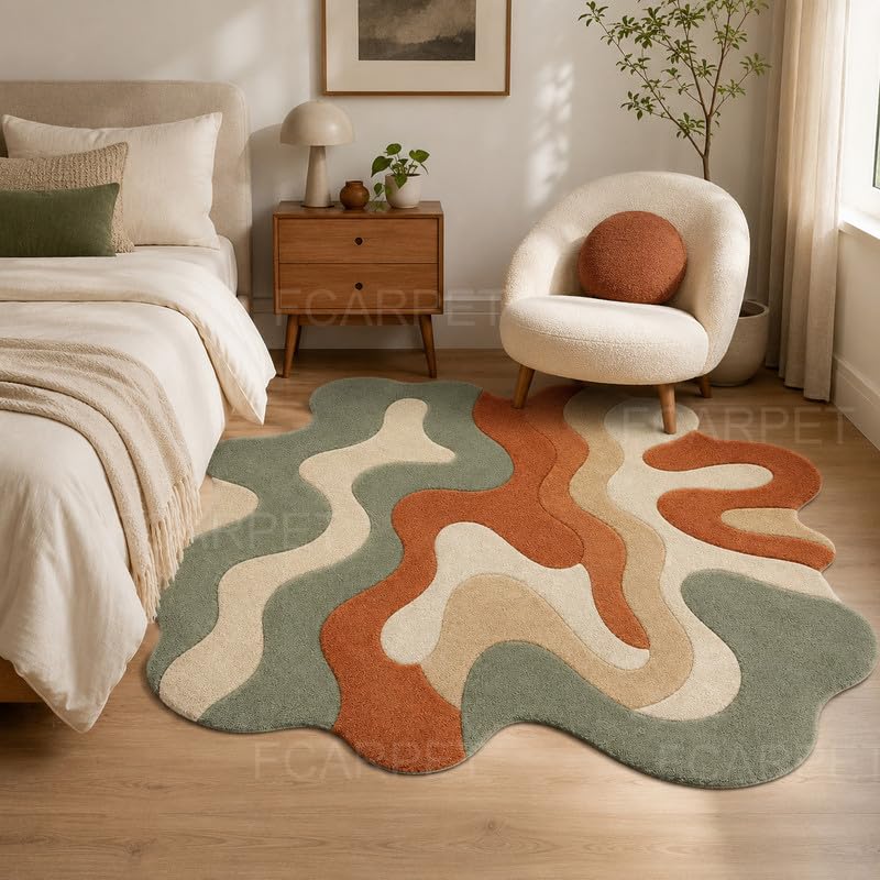 Image of Hand Tufted Irregular Shape Carpet Luxury Wool (Multicolor 6 x 8 feet)