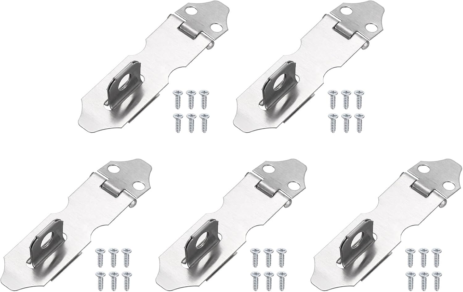 PATIKIL Door Hasp Latch Lock (6 Inch, Black) (5 Pcs), Stainless Steel 180 Degree Safety Padlock Hasp Locking Latch with Screws, Suit for- Gate/Cabinet/Garden/Yard/Shed/Closet