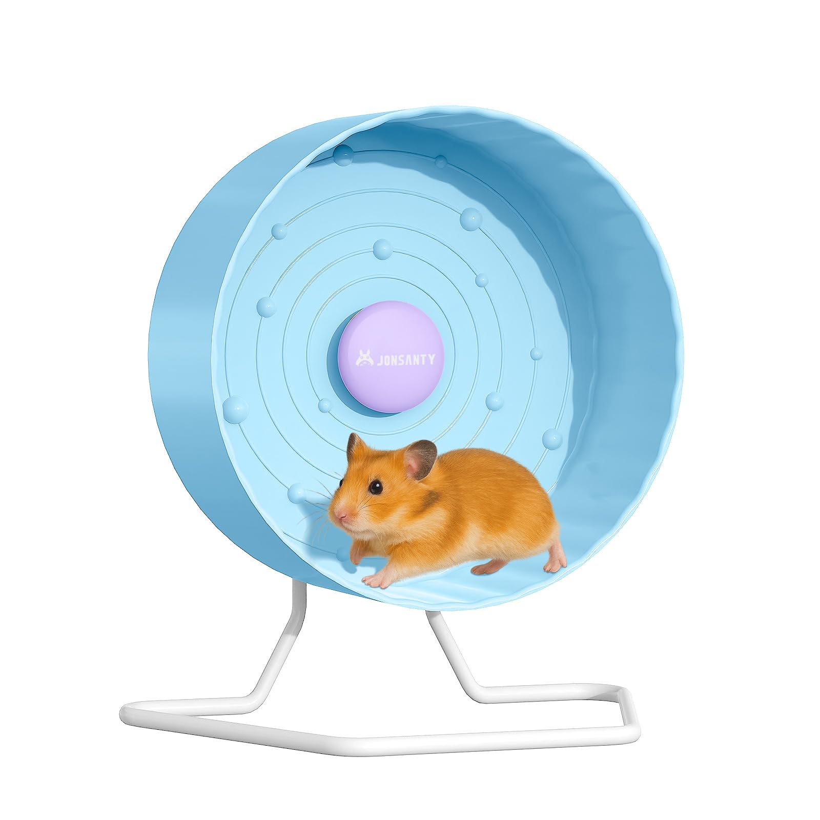8.4" Silent Hamster Wheel, Non-Slip Track, Exercise, Release Stress, Relieve Anxiety, Adjustable Height Stand, for Syrian Dwarf Hamster, Gerbil, Mice, Other Small Medium Sized Pets, Blue