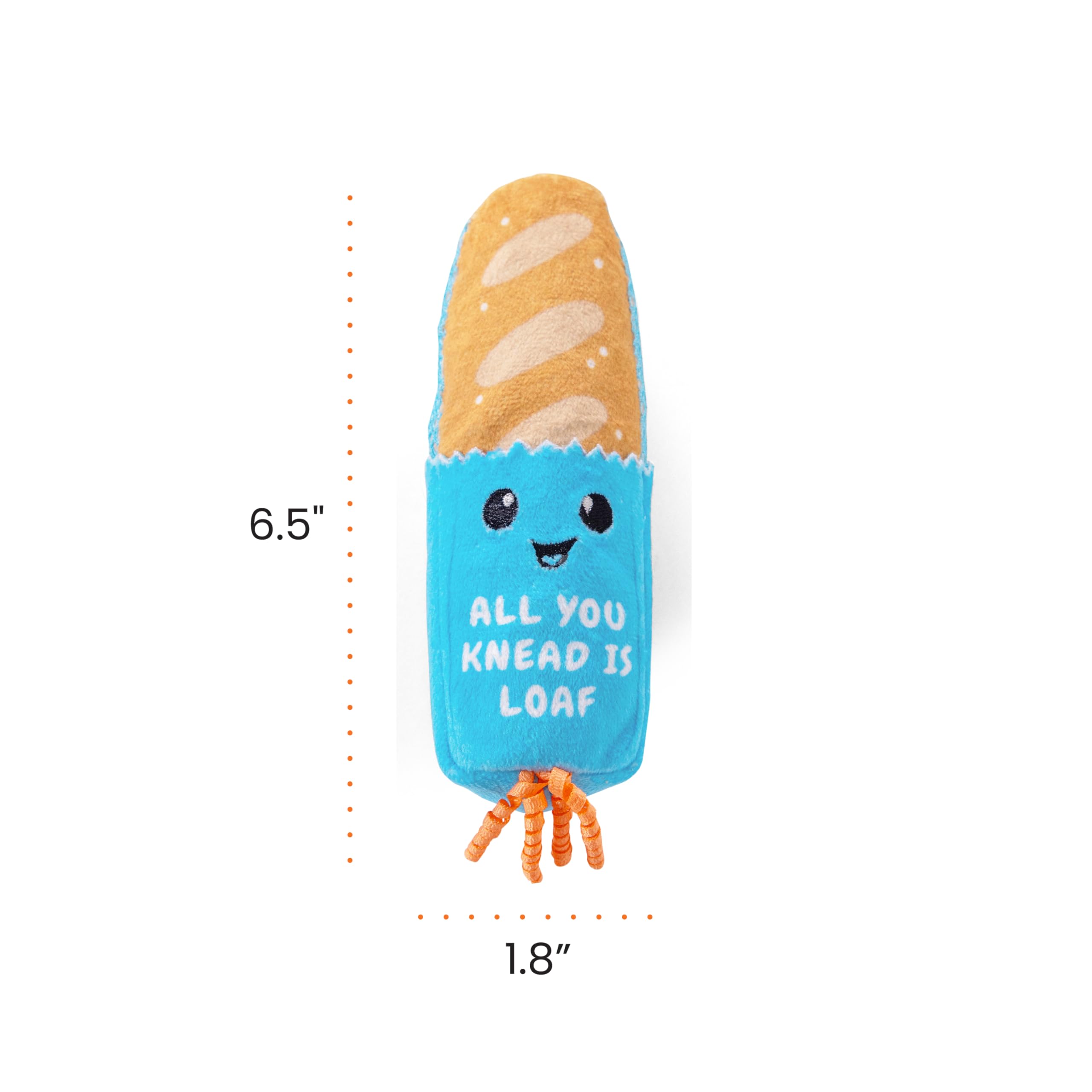 Catstages Loaf Kicker Spielzeug mit Katzenminze und Zahnnetz, Brotform, Plüsch und Band Katzenspielzeug zum Treten, Werfen und Zahnreinigung, Bräune