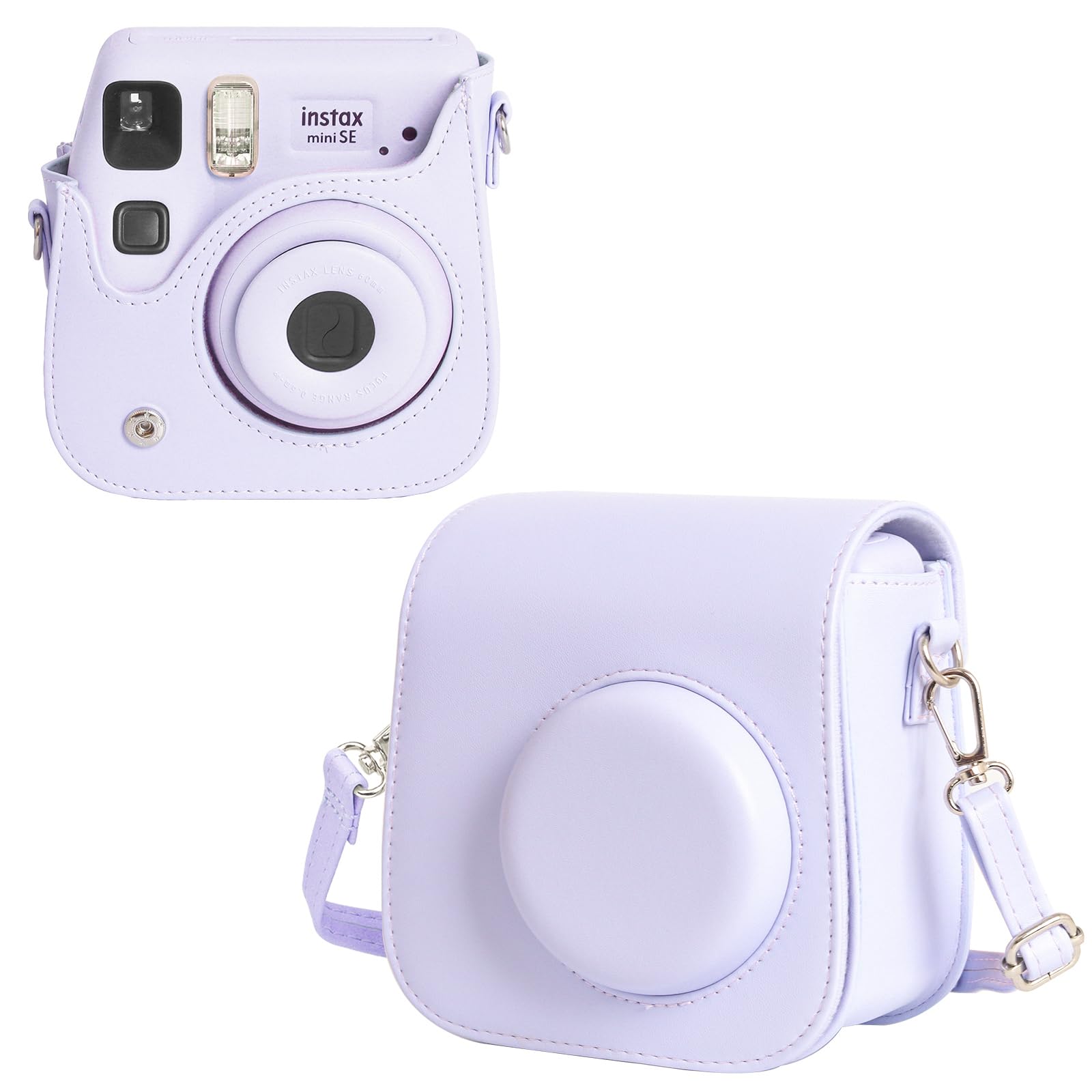 WOGOZAN Carrying Case for Fujifilm Instax Mini SE/7+/7s/7c Instant Film Camera, Protective PU Leather Case for Instax Mini SE with Adjustable Shoulder