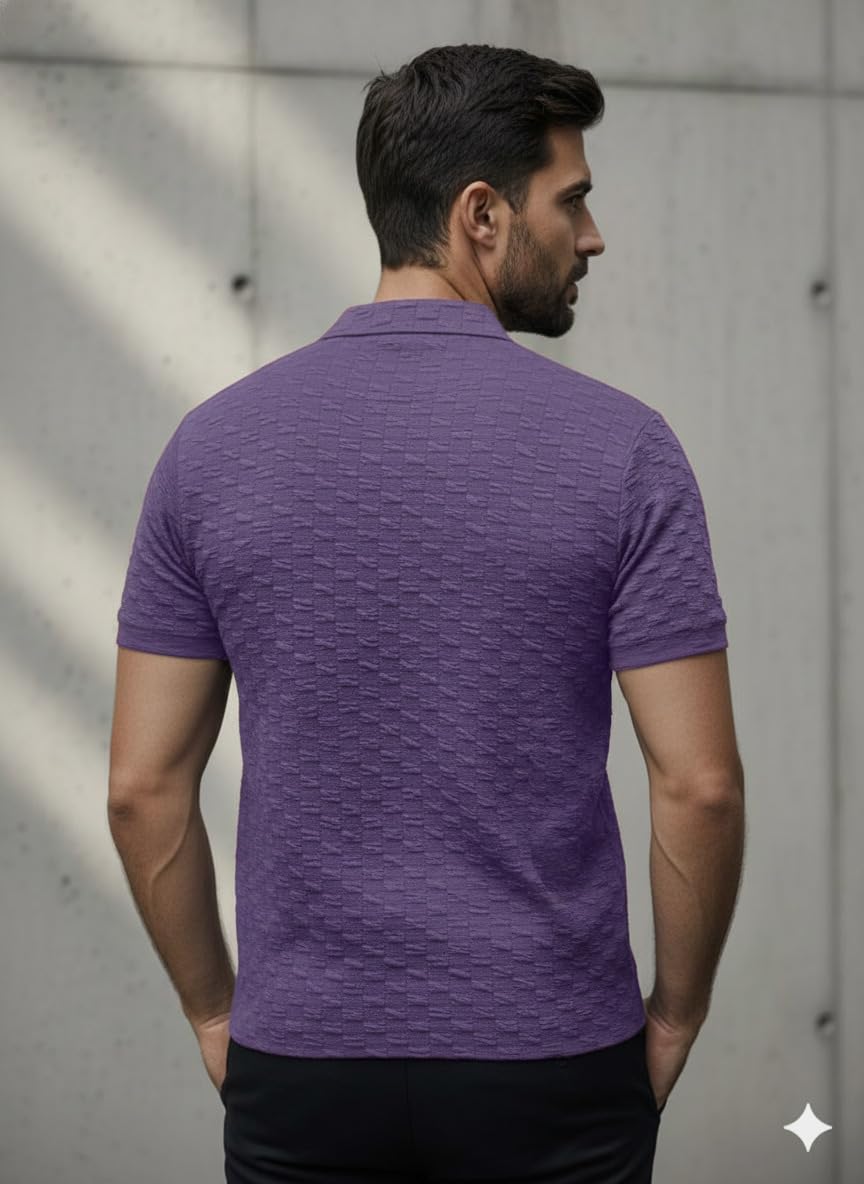 Preneum Polo da uomo in policotone, tinta unita, con colletto e maniche medie, tinta unita, vestibilità regolare (disponibile in taglie grandi)