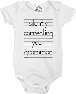 Baby Silently Correcting Your Grammar Lined Paper Bodysuit | Funny Onesies, Graphic Clothes for Baby, Cool Sarcastic Onesie, Super soft blend, Novelty Onesie