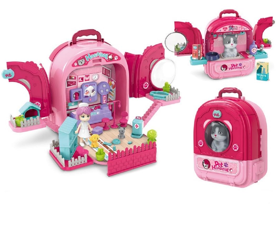 HALAYAYA® Children Toy Kitchen/Tool/Doctor/Kitten Kit Kids Toy Set backpack for Toddler Boys Girls 3-8 Years Old (kitten)