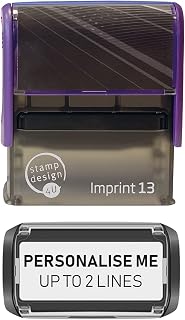 Stamp Design 4U Imprint 13 58x22mm 2-Zeilen Personalisierter Premium kundenspezifischer selbstfärbender Geschäftsadress-Gummistempel mit schwarzer Tinte