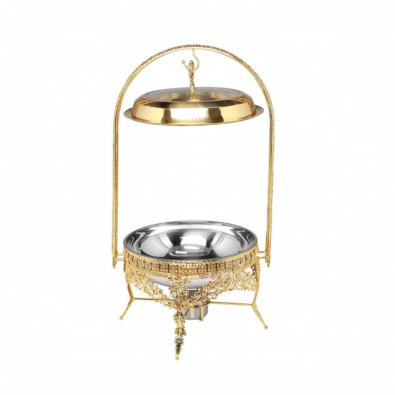Calentador Buffet con Cuenco Redondo y Soporte Arqueado Decorativo para Catering, Bodas, Reuniones Familiares, Estilo B