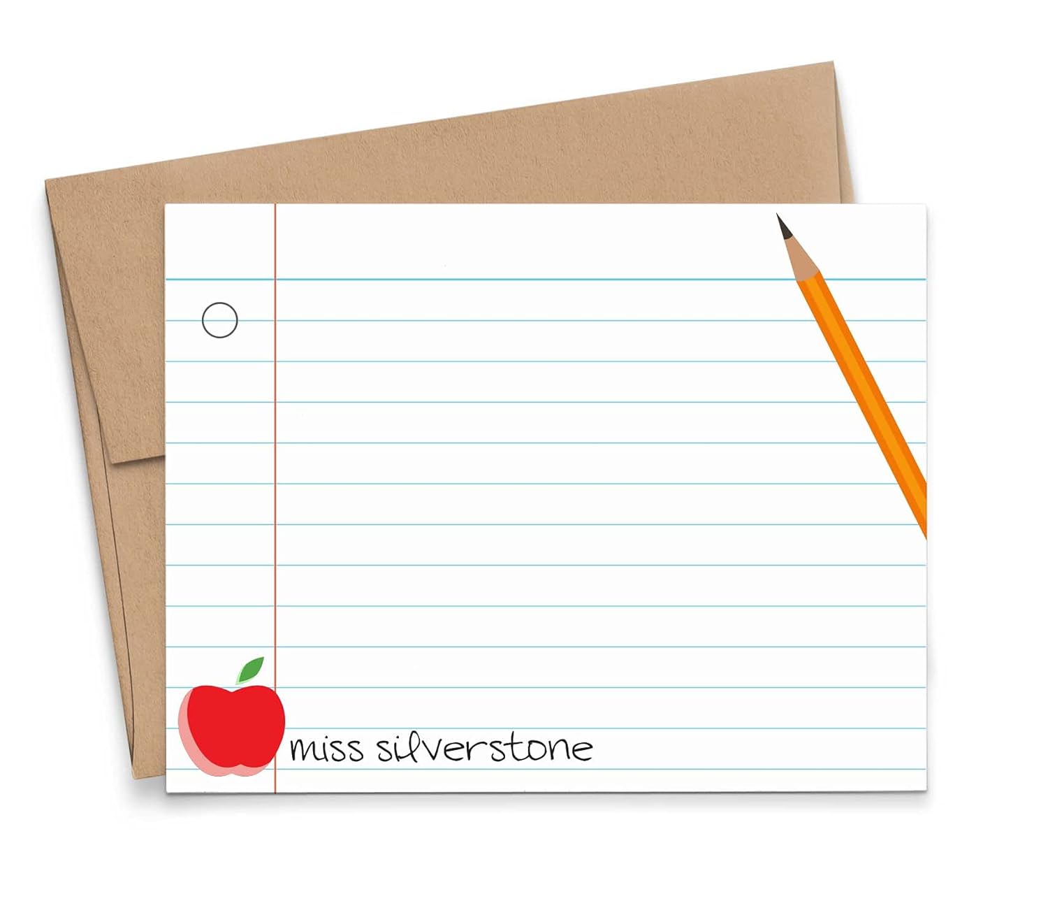 Personalized Teacher Stationary with Envelopes FLAT NOTE