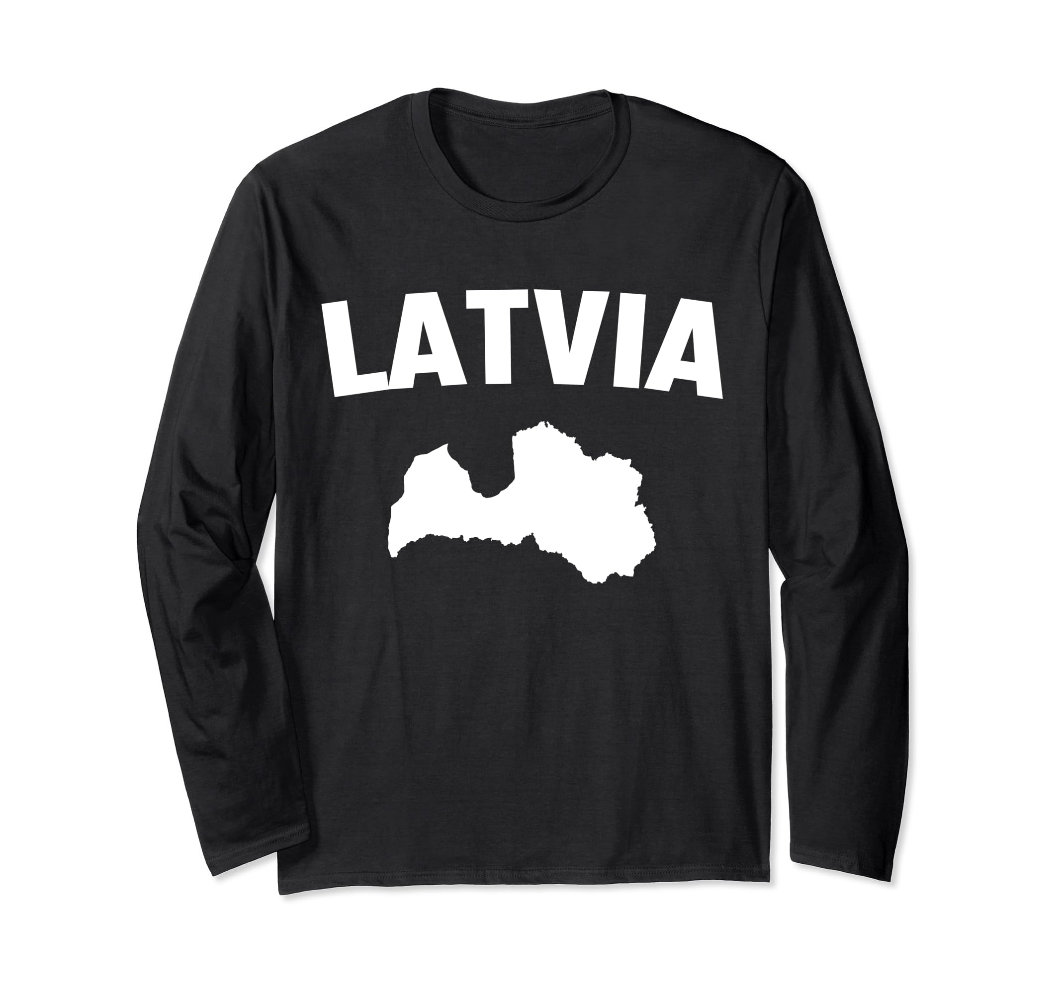 MASH MOSHIsolated white silhouette of a map of Latvia Long Sleeve T-Shirt