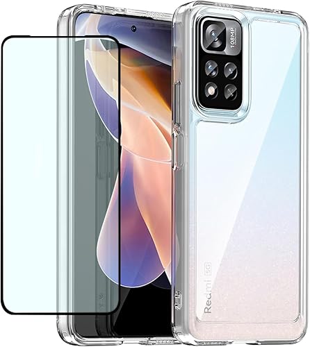 Funda transparente para Redmi Note 11 ProNote 11E ProRedmi Note 12 Pro 4G con protector de pantalla HD, a prueba de golpes de PC duro transparente +