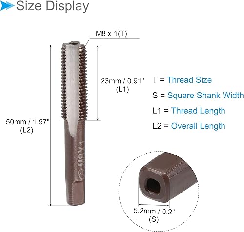 Miniatura 2 de CoCud Tapones de roscado a mano, rosca M8 x 1, herramienta métrica de aleación de acero, rosca inferior cónica (aplicaciones para reparación de