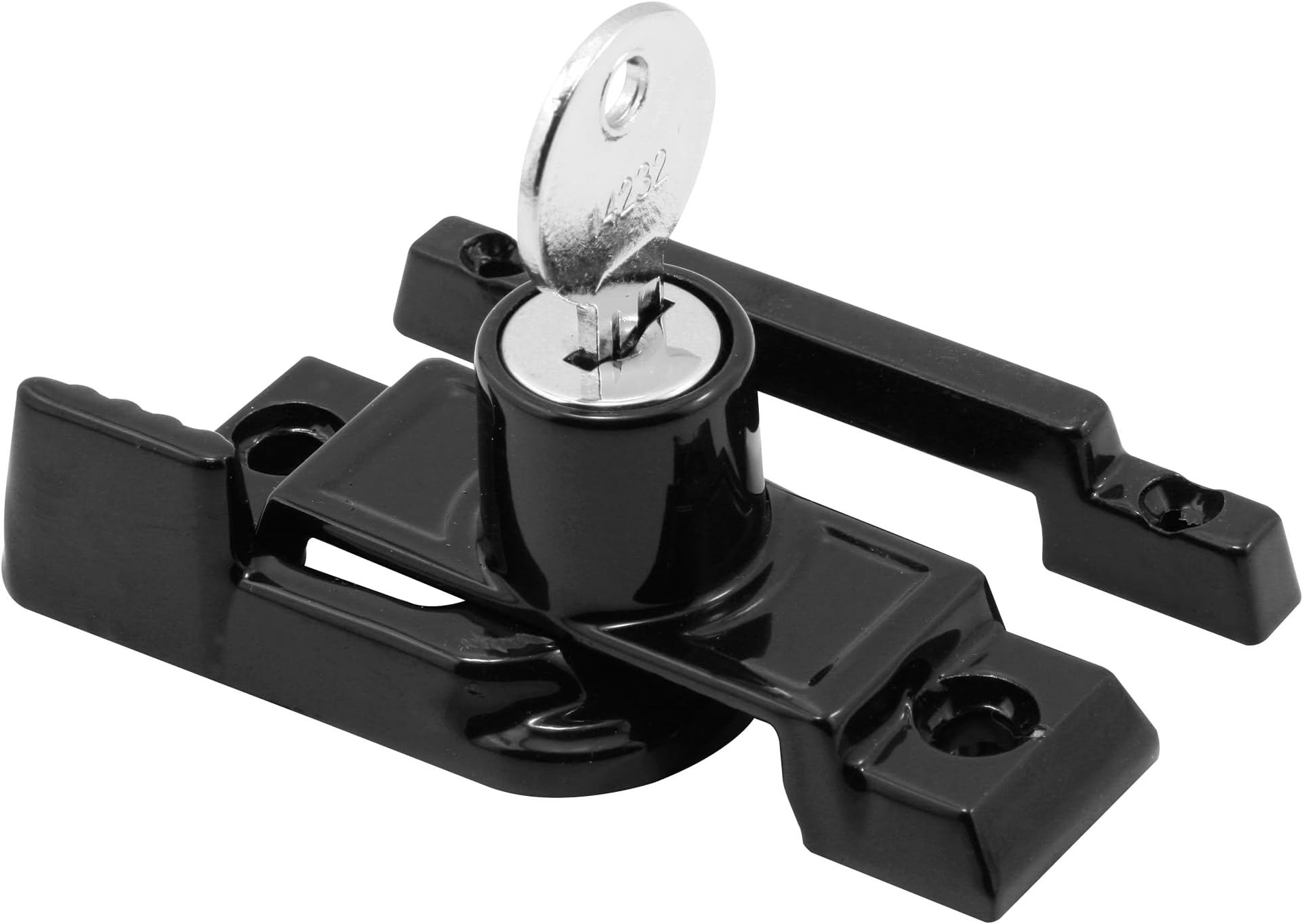 Prime-Line F 2583 Keyed Child-Proof Sash Lock, 2-1/4 In. Hole Centers, Diecast Zinc, Painted Black, (Single Pack)