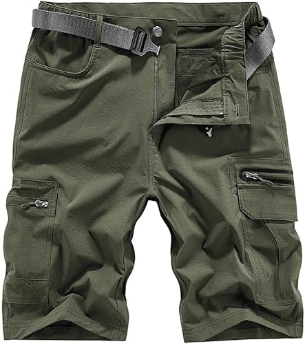 Pantalones cortos de senderismo para hombre, de secado rápido, estilo cargo, casual, para exteriores, elásticos en 4 direcciones, ligeros, de verano