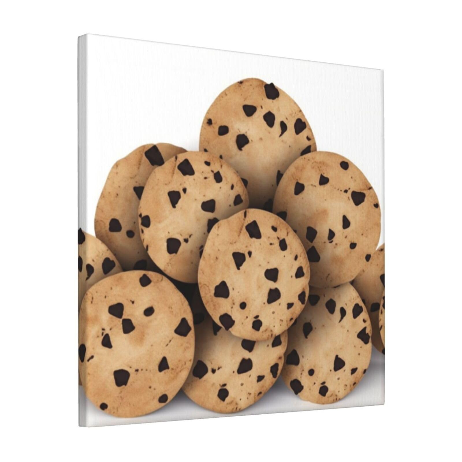 Food Chocolate Chip Biscuits Canvas Wall Art for Living Room Wall Decor 12"x12" Modern Artwork Painting Pictures Hanging Canvas Prints Aesthetic Wall Art for Bedroom Bathroom Office Wallart Decor