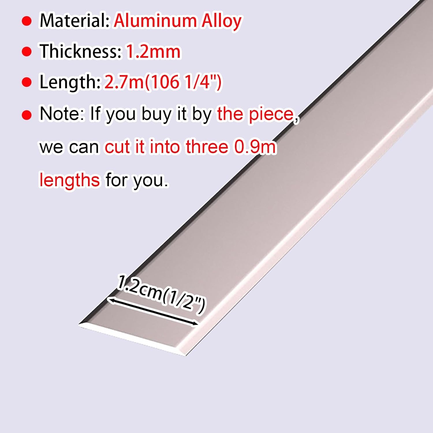 Door Threshold, Floor Transition Strip Flat Self-Adhesive Edge Cover for Tile, Aluminum Alloy Guard