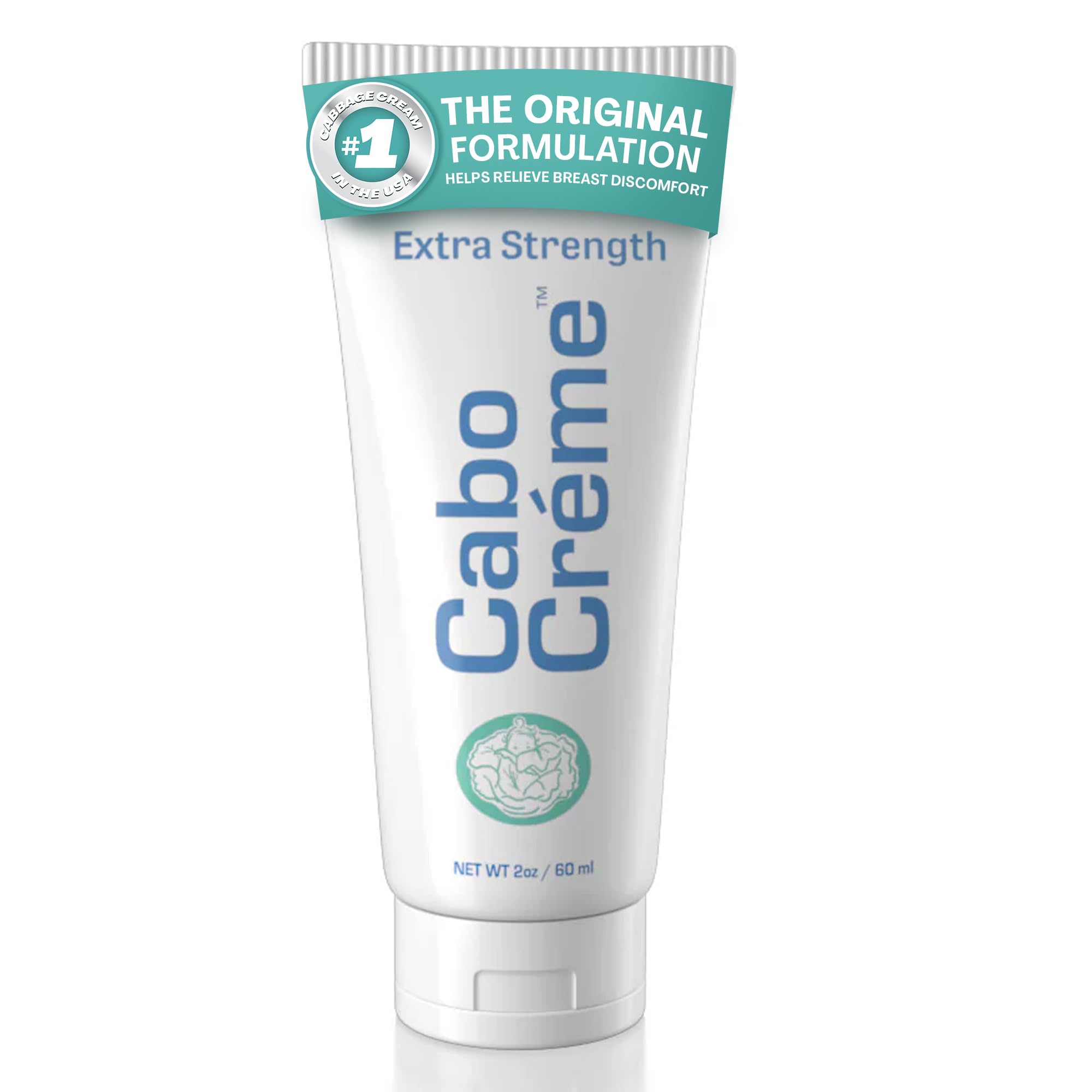 CaboCréme Extra Strength Cabbage Breast Cream – 2X Strength for Engorgement Relief & Weaning Support – Helps Dry Up Breast Milk – OB-GYN Created & Mum-Approved – 60g Tube