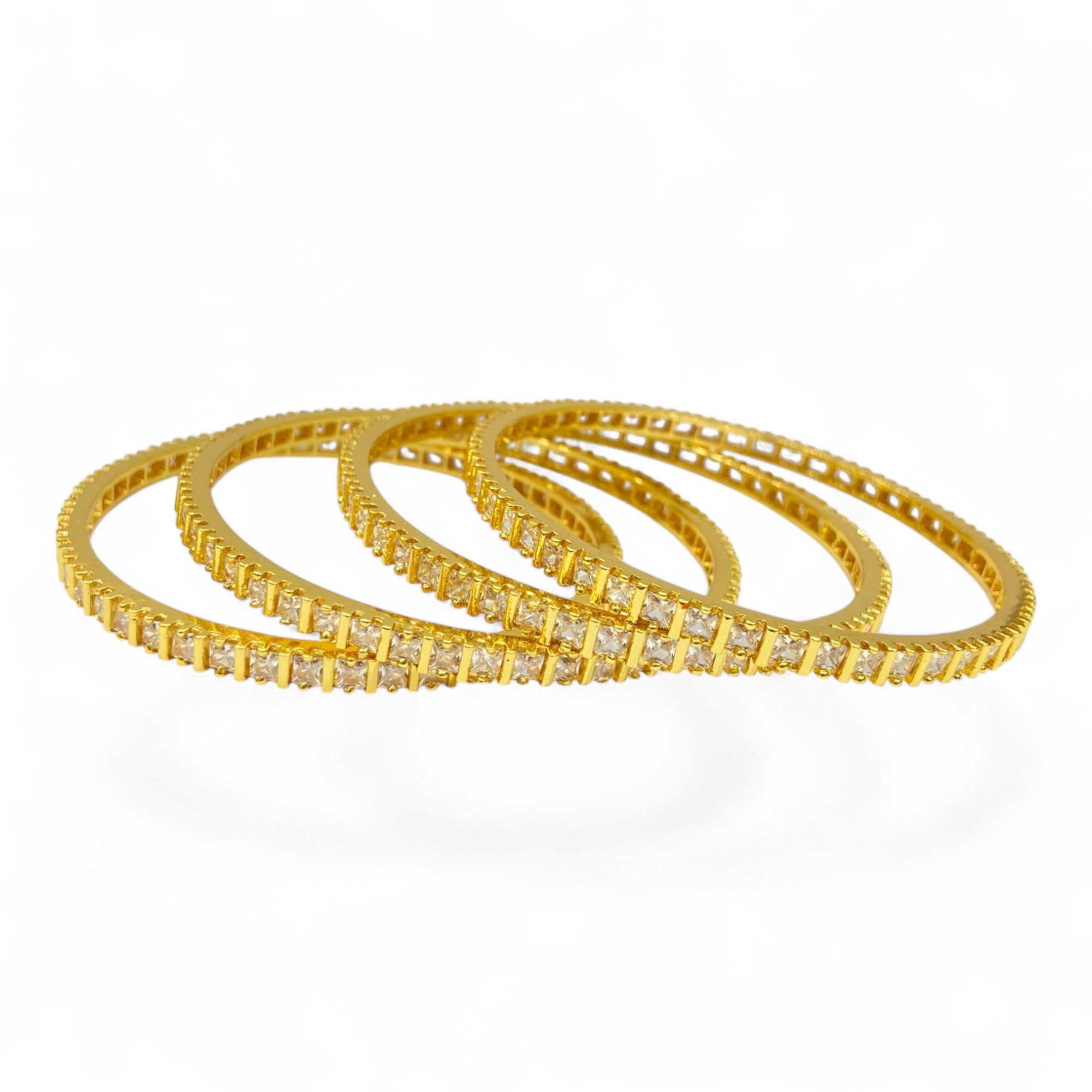 Chokki Bangles for Girls & Women - Elite Quality | Set of 4 | Traditional, Wedding & Festival Wear Jewelry | GP White 2.8"