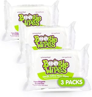 Baby Wipes by Boogie, Saline Wet Wipes for Nose, Face, Hand & Body, FSA/HSA Eligible, Made with Vitamin E, Aloe, Chamomile and Natural Saline, Unscented 30 Count Pack of 3
