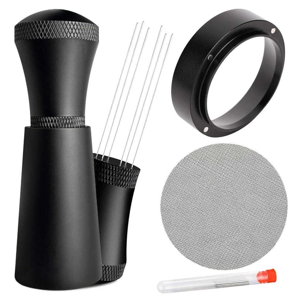 CTRLZS 58mm WDT Tools Puck Screen Espresso Dosing Funnel Stainless Steel Needles Coffee Stirrer Distribution Tool Easy Install Easy to Use