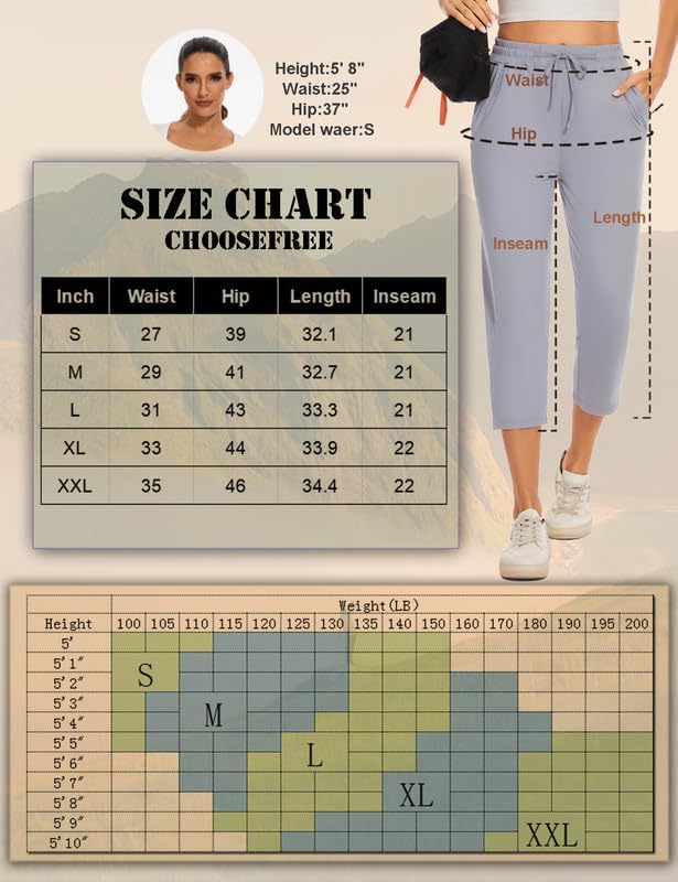 Women Casual Capris 21" with Deep Zipper Pockets Drawstring Comfy Tapered Sweatpants for Golf Athletic Travel Work - Image 6