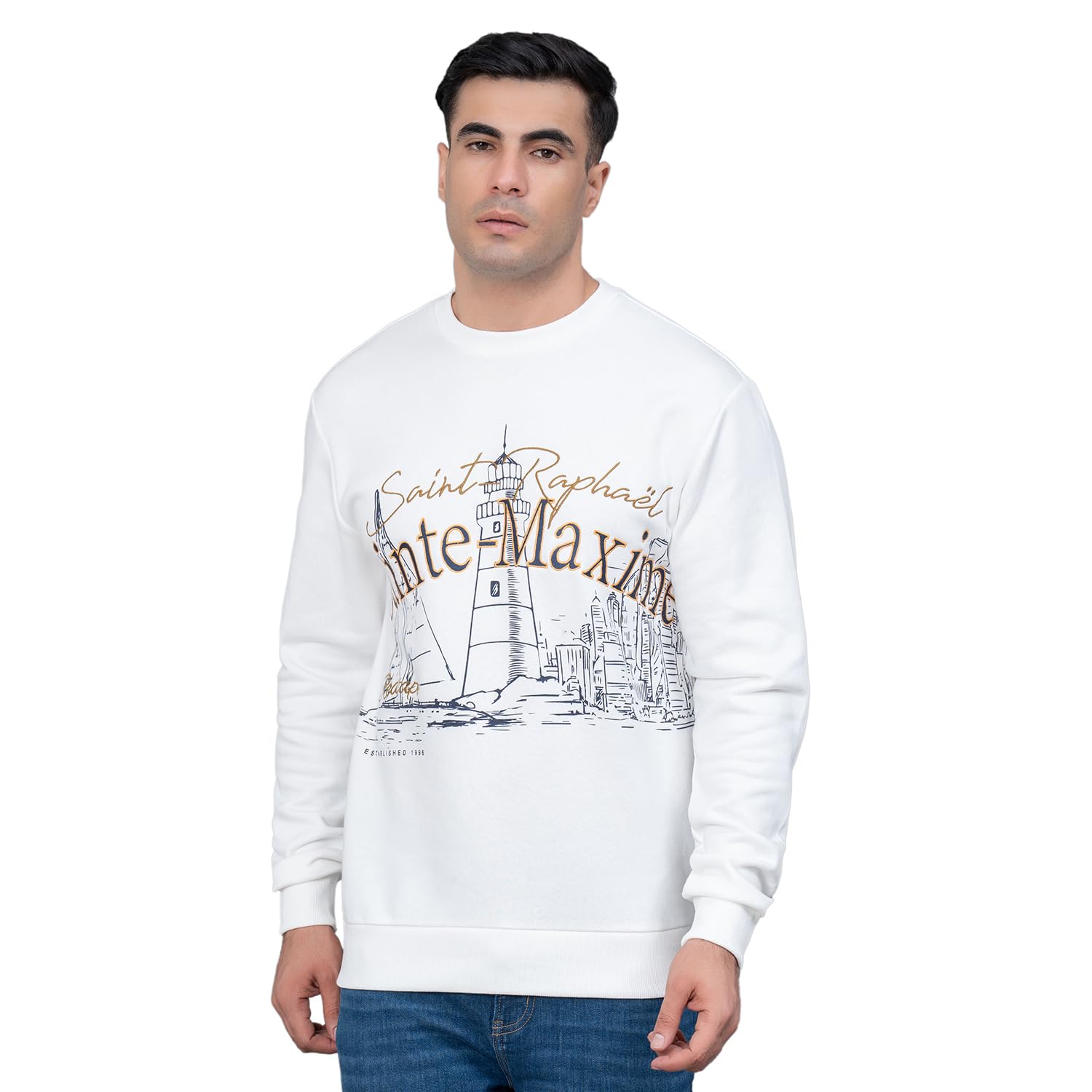 red tape Graphic Print Sweatshirt for Men | Comfortable with Stylish Design - RWS0335M-M Off White-picture-41