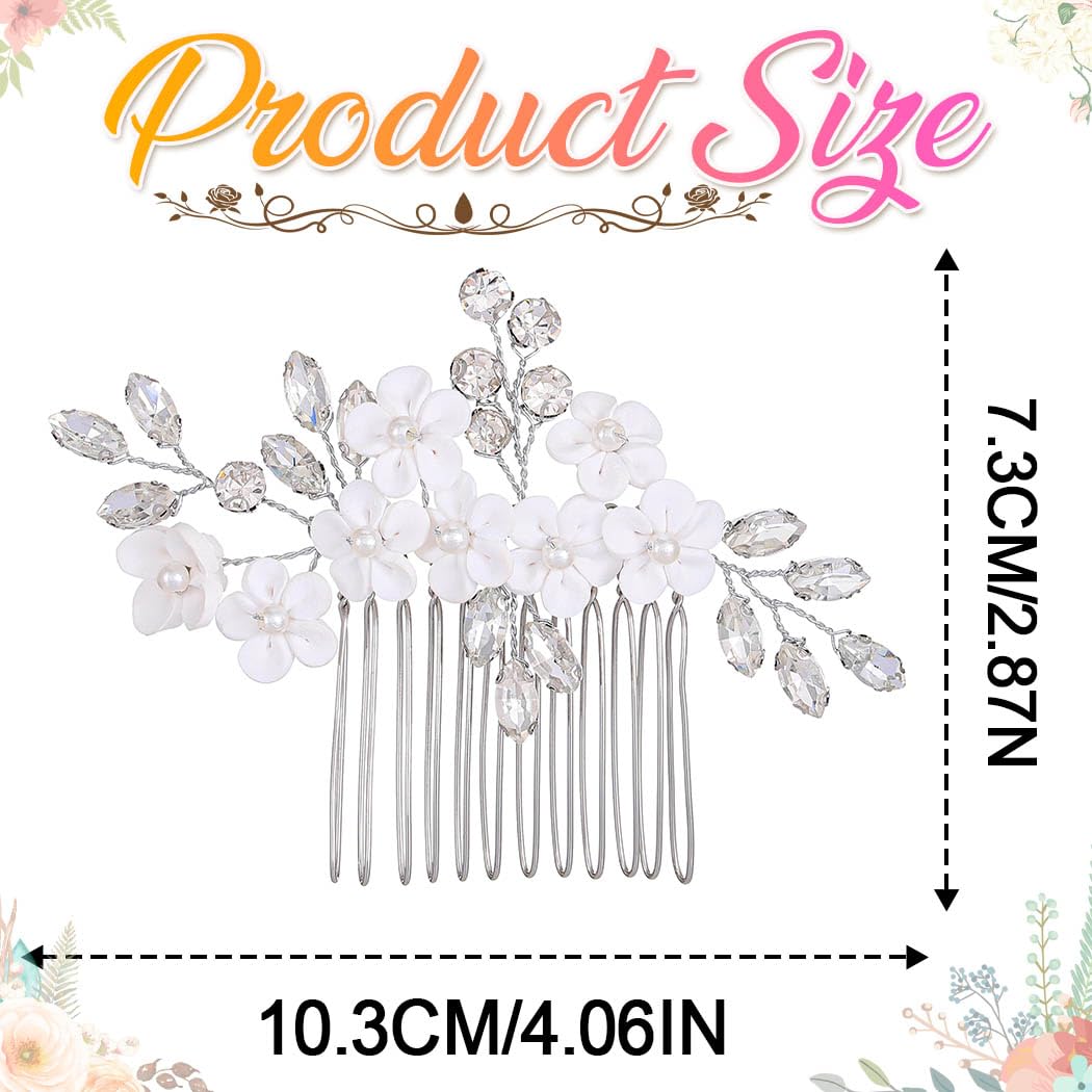 GORAIS Bride Wedding Flower Hair Comb Silver Rhinestone Bridal Hair Accessories Hair Clip for Women and Girls (Silver) - Image 5