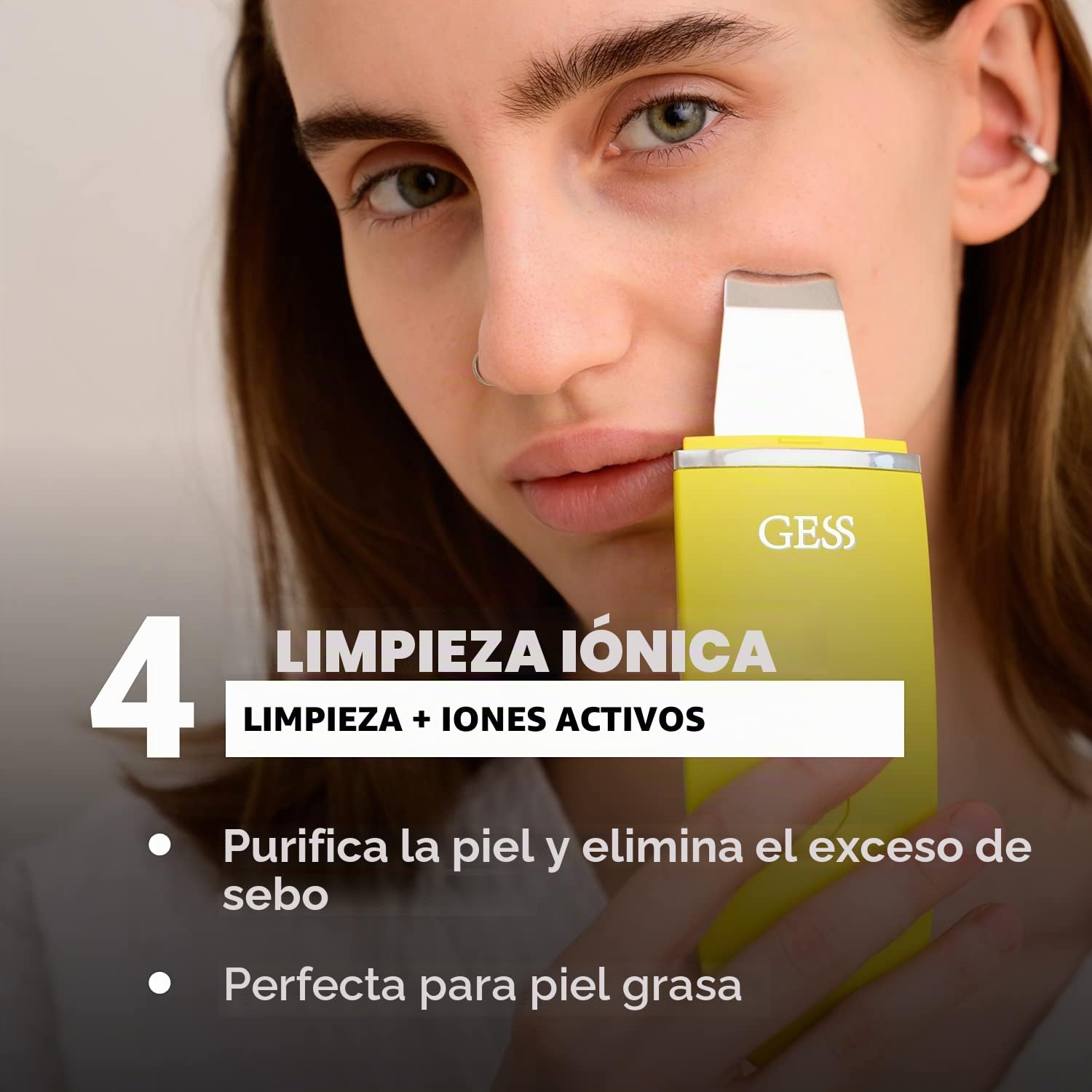 GESS Exotic Depurador Facial Ultrasonico, Limpiador de Piel, 7 Procedimientos, Fonóforos, Jonóforos, Cromoterapia, Estiramiento de Poros, Líneas Finas