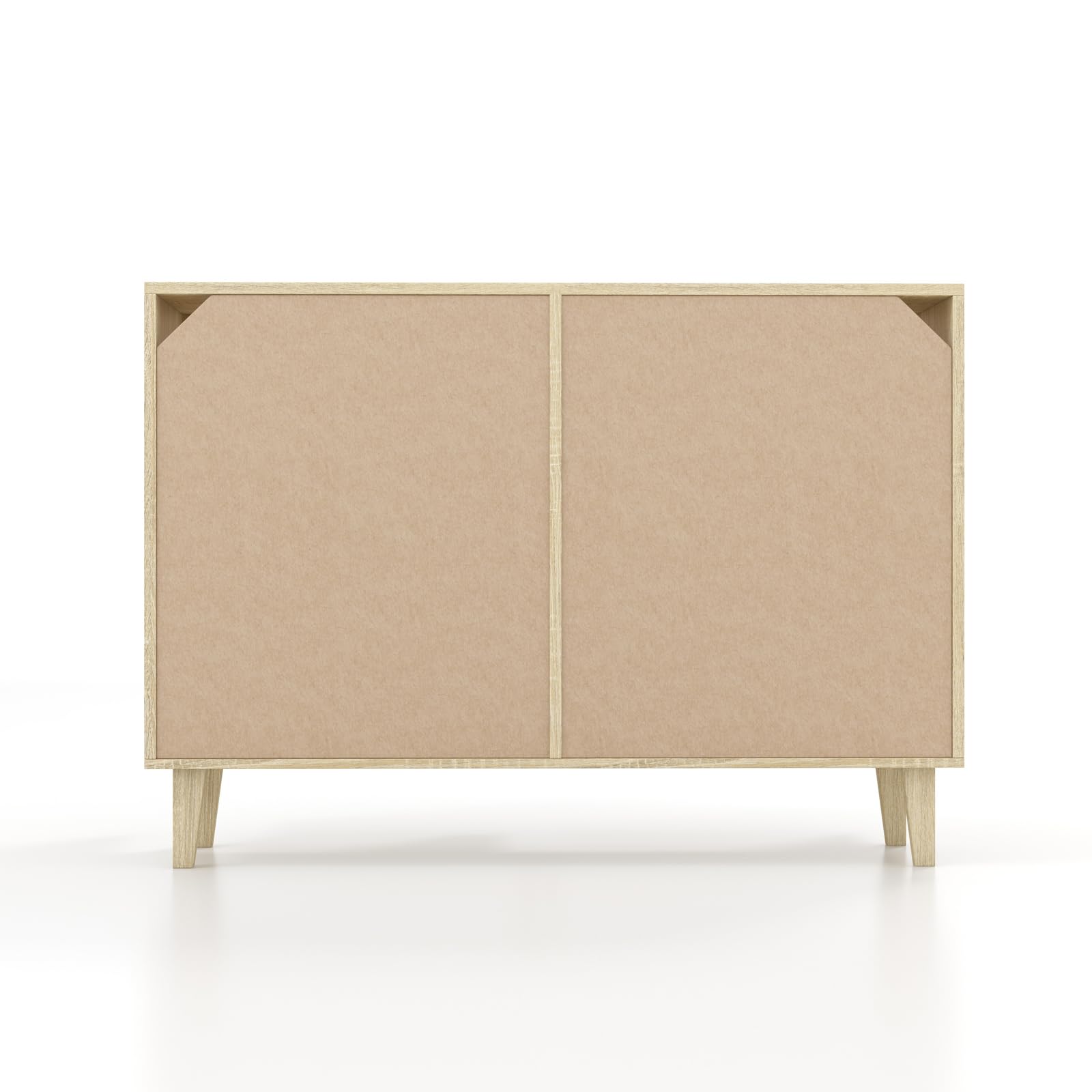 Panana Meuble de Rangement en Rotin et MDF, Buffets Haut Aspect avec 4 Portes sur Salon, Chambre, 127 x 38 x 83 cm (Bois), MEFRSB58
