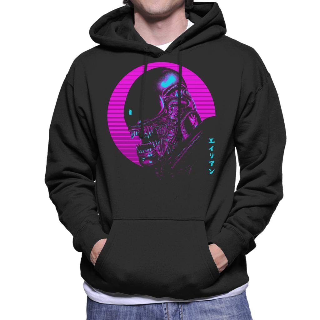 Retro Alien Face Men's Hooded Sweatshirt Black