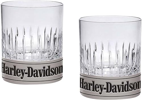 Harley-Davidson Old Fashioned Rocks HDX-98741 - Juego de 2 vasos con base de metal, 9 onzas