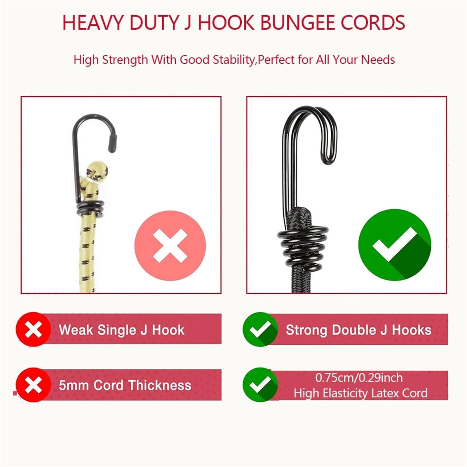 Pulpos Elasticos con Gancho Cordón elástico de látex | 2/6/8 Uds correas de equipaje de cuerda atada amarres for bicicletas Camping(8Pcs)