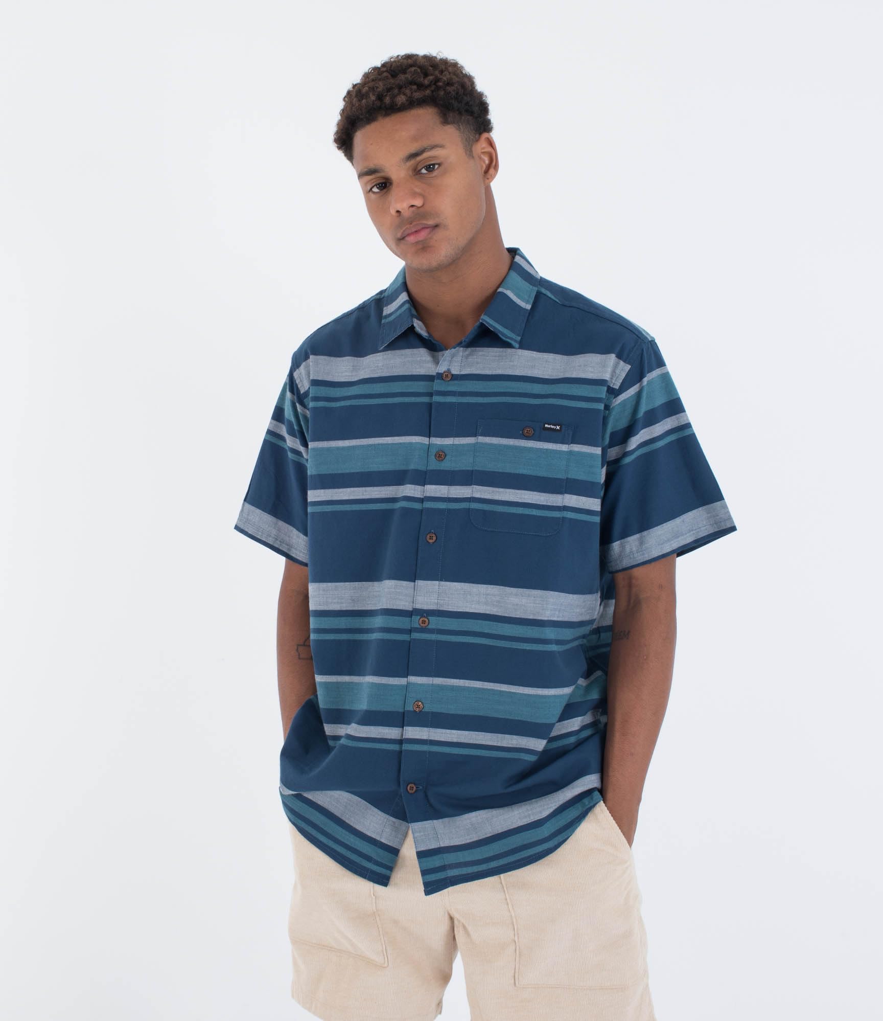 Hurley Mens OAO Lido Stripe Shirt, Submarine, S EU