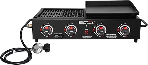 Royal Gourmet GD4002TB - Combo de parrilla y plancha de 4 quemadores, color negro