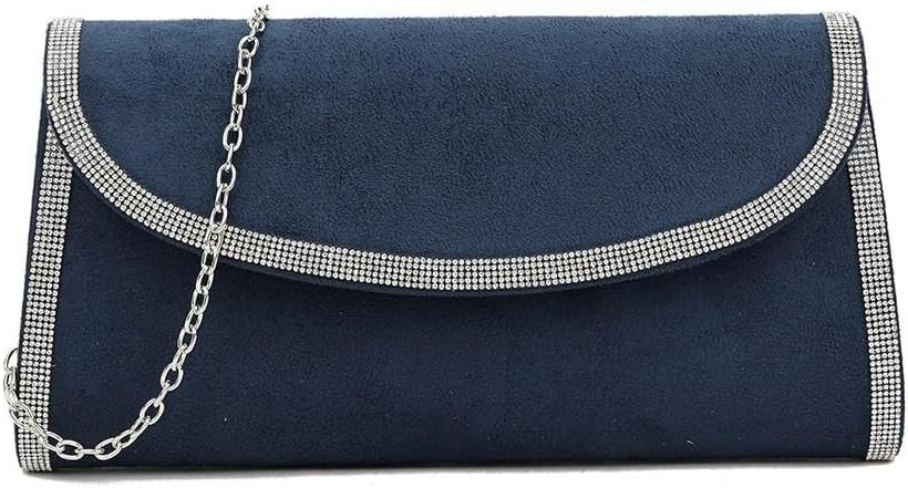 Girly HandBags Womens Faux Suede Diamante Trim Clutch Bag