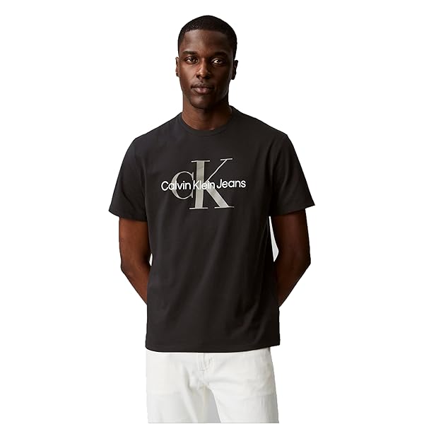Calvin Klein Mens Monogram Logo Crewneck T-Shirt