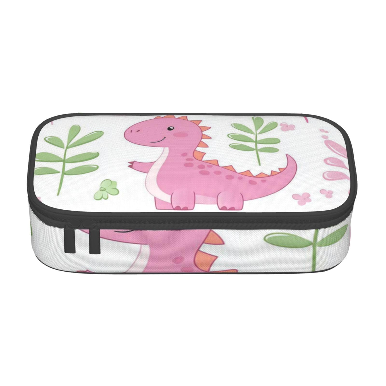 Mexpekil Cartoon Pink Dinoasur Pencil Case for Girls Boys Pencil Bag Stationery Organiser with Compartments School Supply Bag for Students Office