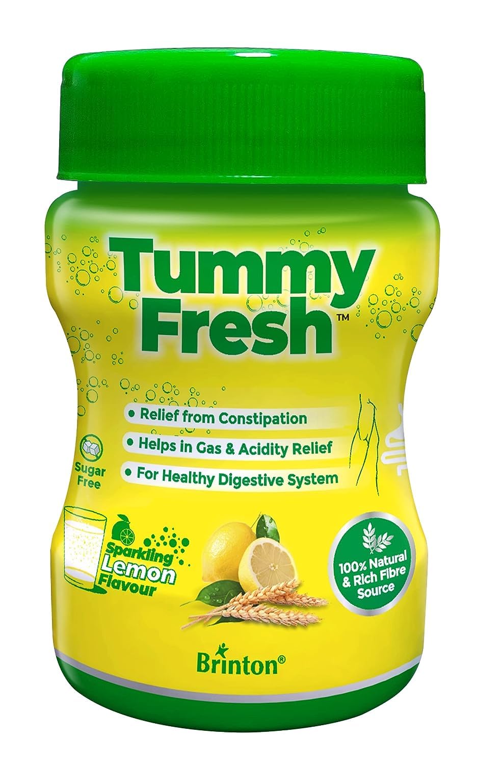 Tummy Fresh To Relief From Constipation, Gas & Acidity | Improves Digestion | Soluble Isabgol | Effervescent | Zesty Lemon Flavour (Sugar-Free) - 100g