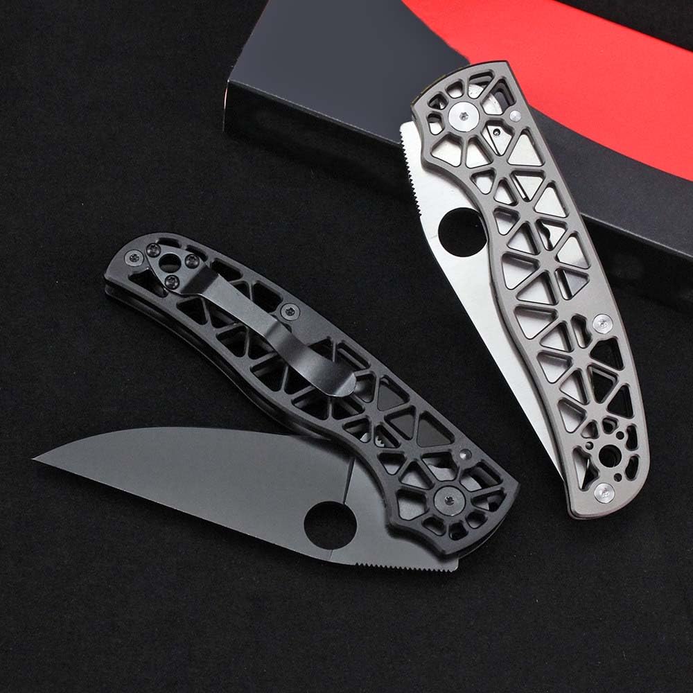 Klappmesser 8.23" Taschenmesser Hohl aus Alu Schwarz Edelstahl S30V & Kugellager, Scharfe stahl loch klinge messer, Kleine Outdoor Messer Survival Edc Jagdmesser einhandmesser, Tragbare camping messer