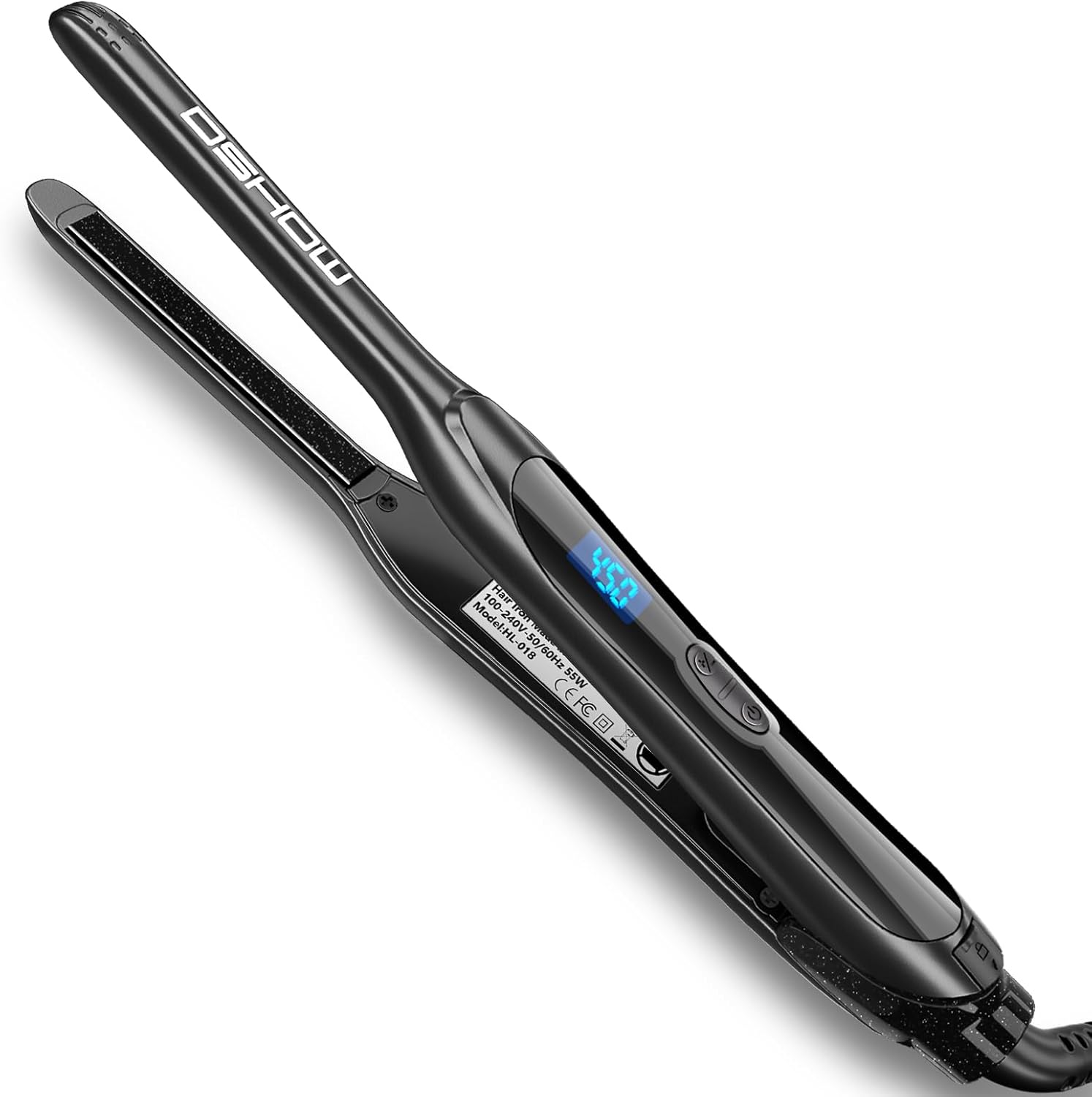 DSHOW Pencil Flat Iron, 3/10" Small Flat Irons for Short Hair, Pixie Cut and Bangs,Tourmaline Ceramic Mini Hair Straightener for Edges with Adjustable Temperature, Auto Shut Off (Black)