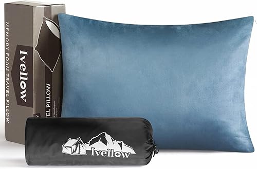 Miniatura 1 de Ivellow Almohada de viaje de espuma viscoelástica comprimible para dormir, almohada de espuma viscoelástica triturada, almohada de viaje compacta y