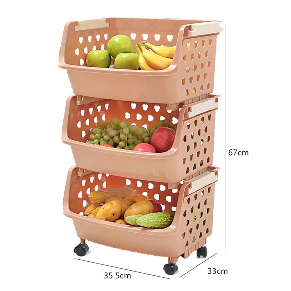 Carro de Servicio, Carro de Salón de Belleza, Carro de Herramientas, Carros con Ruedas, 3 Estantes Carteles de Alenamiento de Cocina con Ruedas, Plástico Portátil Apilable Cesta Hueca,Estilo 3