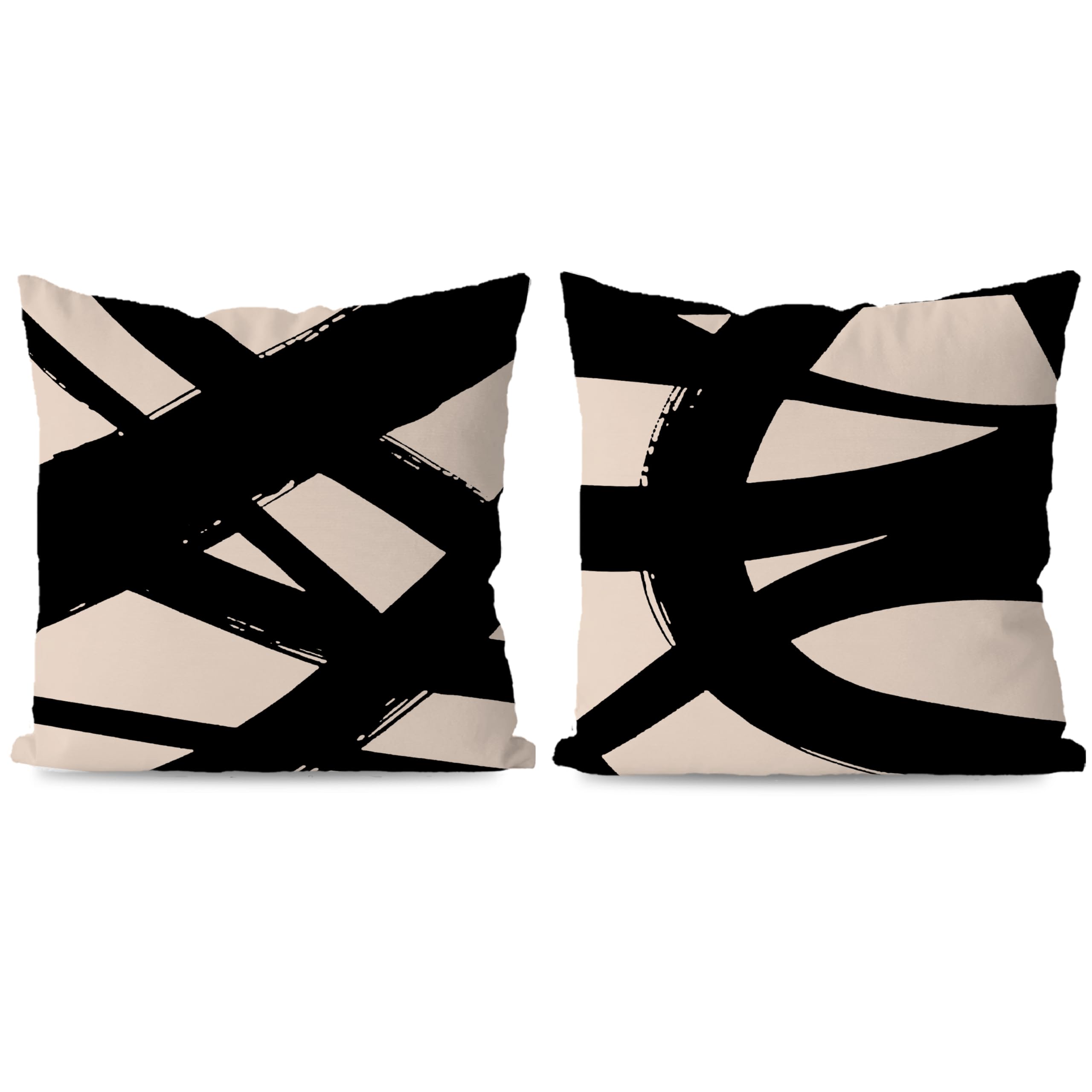 KEUSPI Black and Beige Modern Abstract Neutral Art Throw Pillow Cover 24x24 Decor for Home Living Room Abstarct
