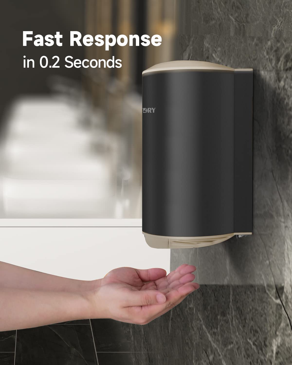 anydry Asciugamani Elettrico Automatico con fotocellula, Unico della Birra Cultura asciuga Mani ad Aria,Nero Opaco Acciaio Inossidabile 1350W.