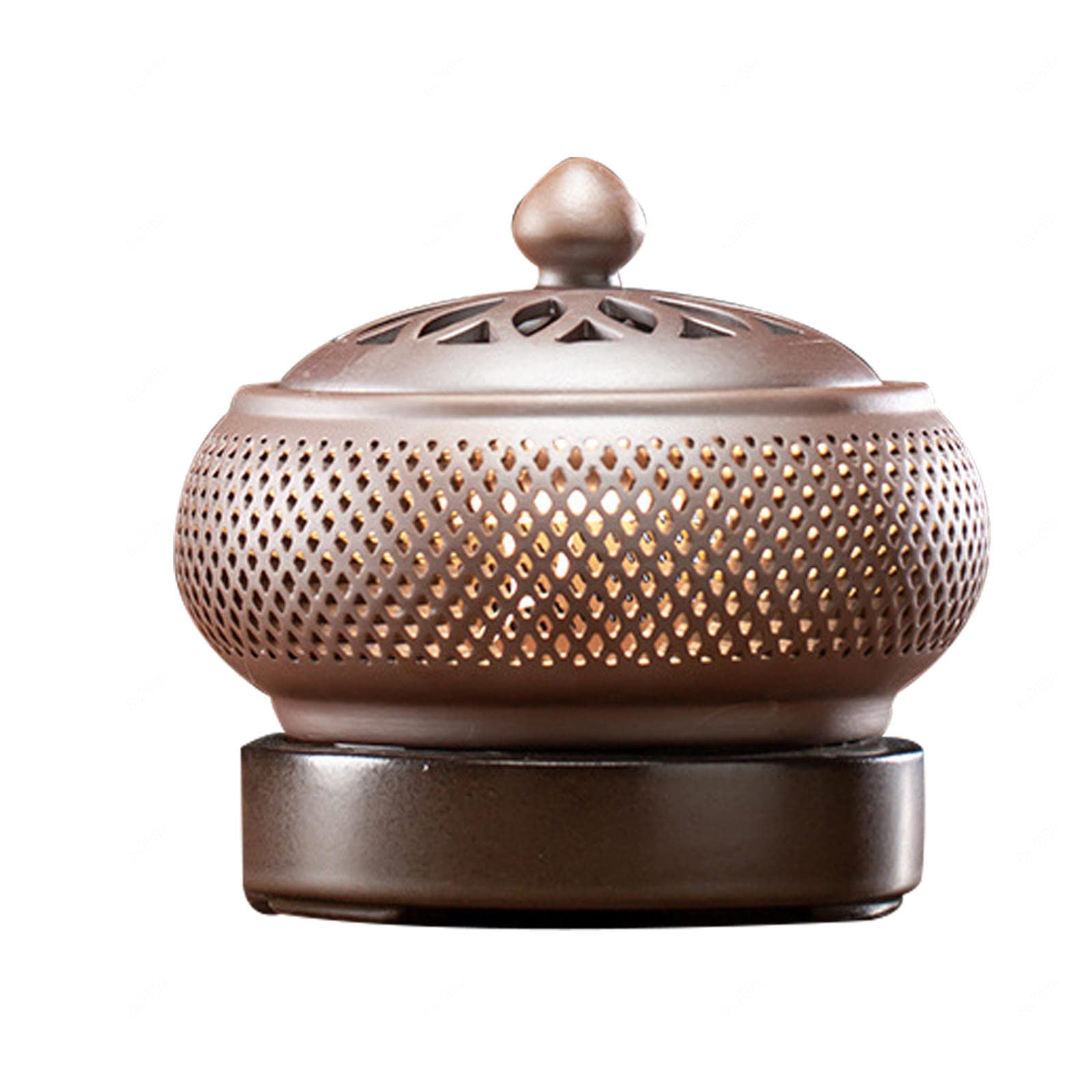 GOOBIX Cone Incense Burner Calabash Incense Stick Holder,Ceramic Electric Incense Burner, Timing Temperature Control Aromatherapy Furnace,A