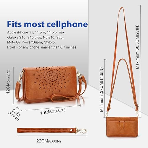 Vista 4 de APHISON Bolsos cruzados para mujer, cartera de pulsera, monedero para teléfono, bolsos de hombro, multifunción, pequeño soporte para tarjetas