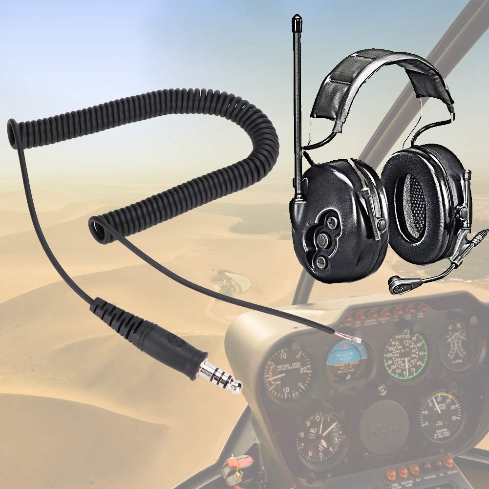 Cable de Repuesto DIY, Cable para Auriculares de Helicóptero Nexus U174 Adaptador de Resorte U 174 U Conector Militar