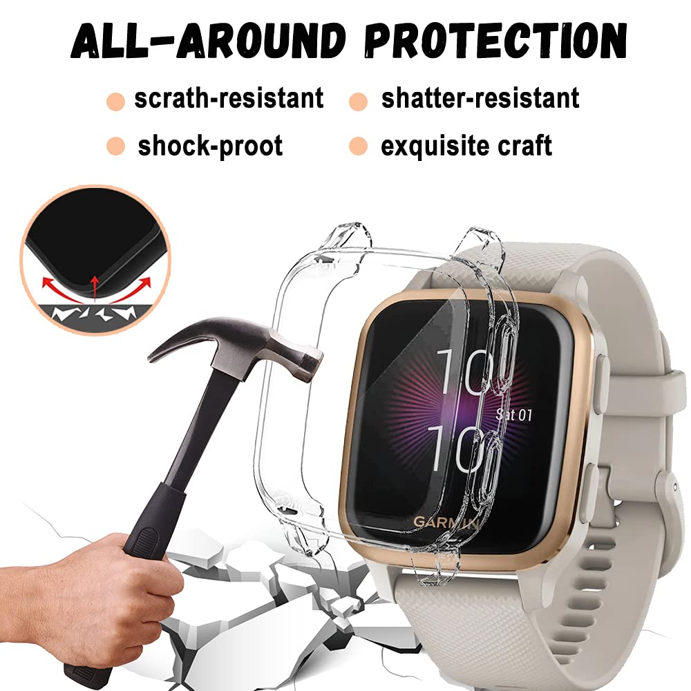 Custodia SkyBand In TPU E Silicone Per Garmin Venu Sq – Protezione Completa Con Pellicola Inclusa, Oro Rosa