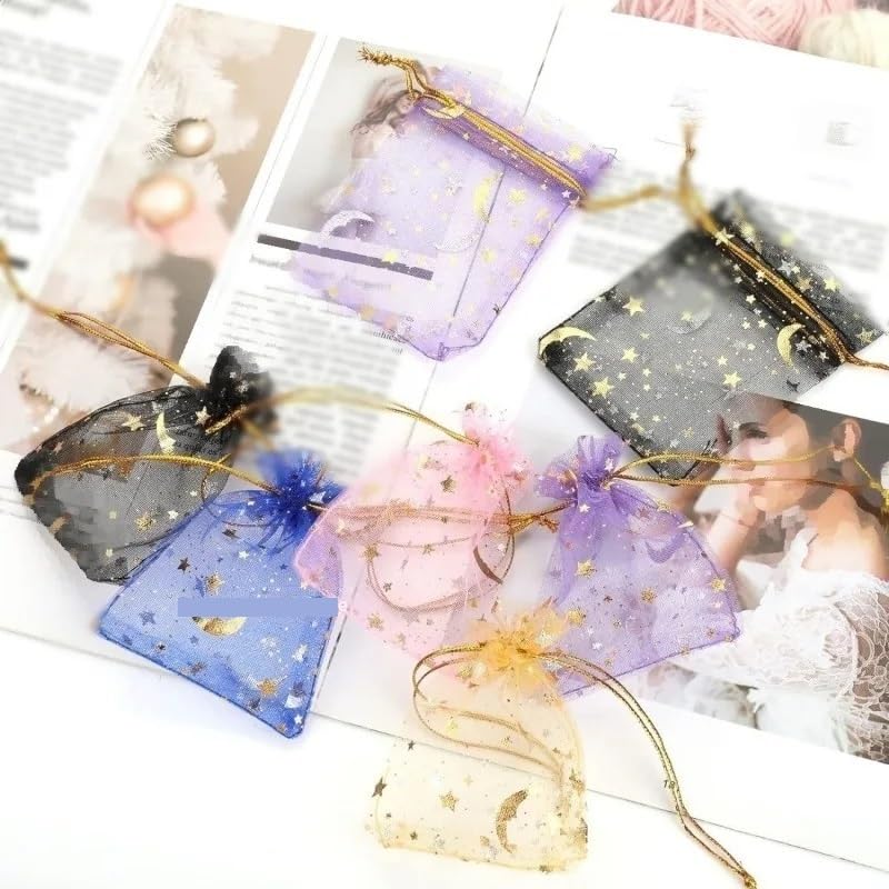 Sachets Organza Lot de 100 à 200 sachets en Organza avec Cordon Serrage, Pochettes Bijoux, dragées for Mariage