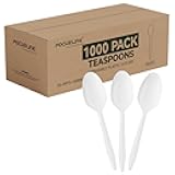 FOCUSLINE 1000 Pack Plastic Teaspoons White, Disposable Spoons Bulk, Heat Resistant Disposable Spoons for Take out Restaurants, Family Gatherings, Outdoor Activities
